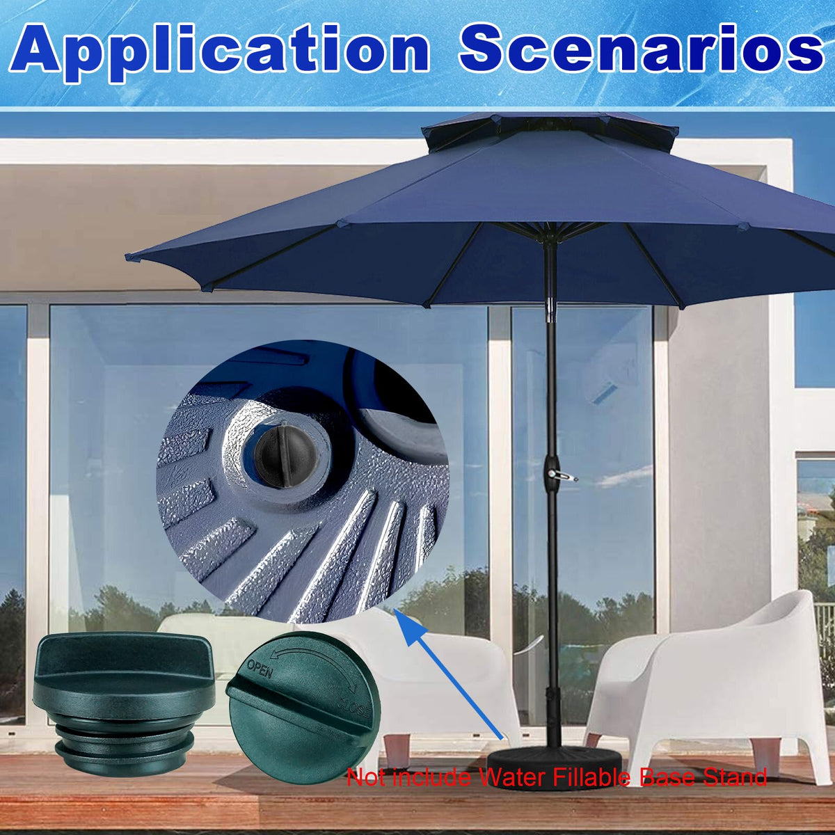 BMIROAMDFE plug cap screws on easily for fast umbrella base setup
