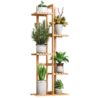 BMOSU bamboo plant stand with a sturdy base for heavy pots.
