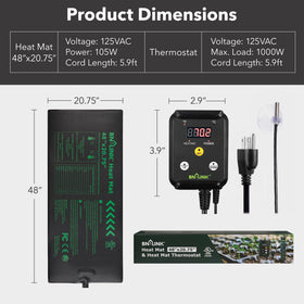 BN-LINK seedling heat mat with controller display shows precise temperature for reliable germination