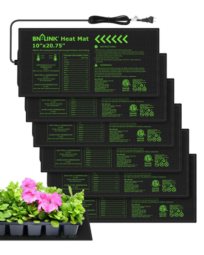 BN-LINK Seedling Heat Mat under seedling tray delivers even warmth for steady germination.