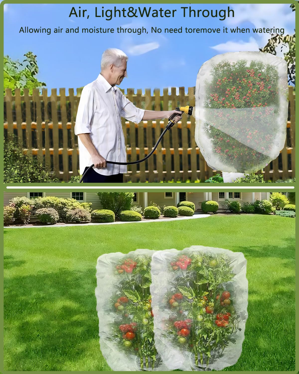 Set of four Bntiomtet netting bags ready for garden use.