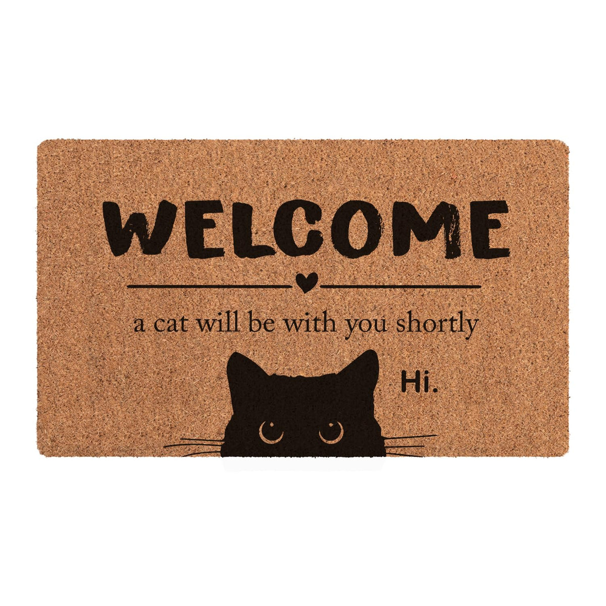 Bnwepo Black Cat Welcome Mat at the front door, durable and low-profile.