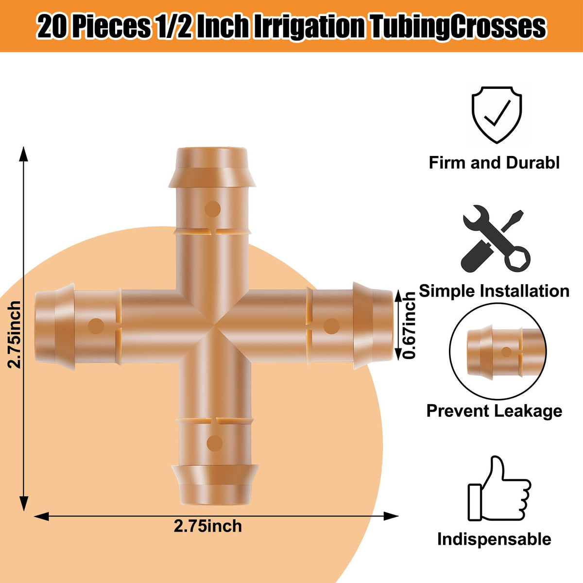 Boao 4-way barbed connector 17mm tubing enables versatile garden irrigation layouts.