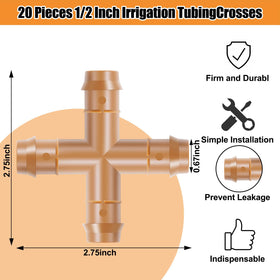 Boao 4-way barbed connector 17mm tubing enables versatile garden irrigation layouts.