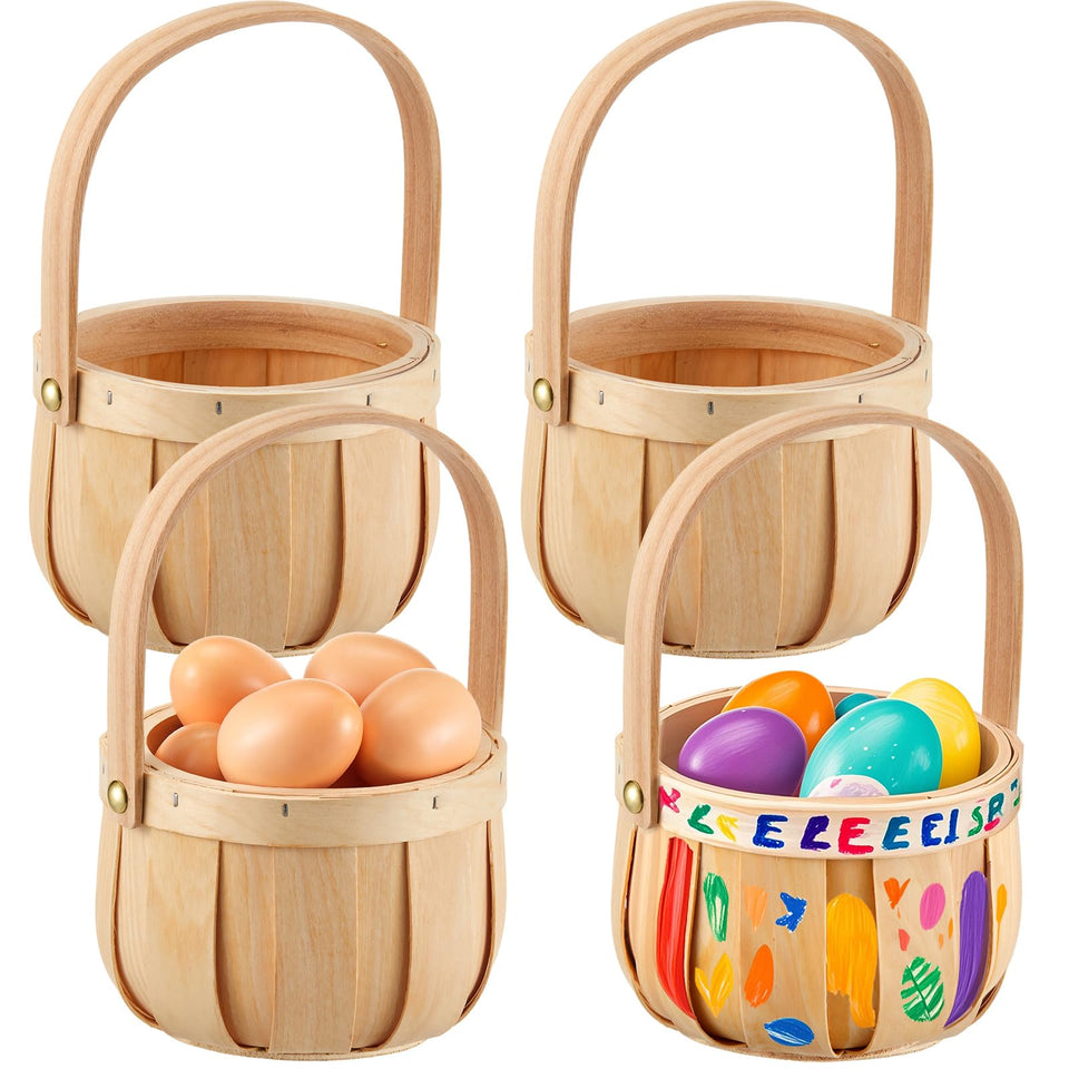 Boao small round wicker baskets with handles four-pack for decorative storage