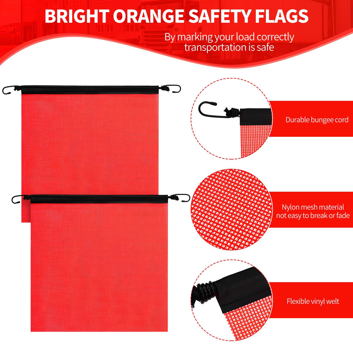 Boao vinyl welt flag with bungee cord for easy mounting.