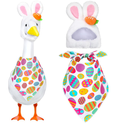 BOARDFEB Easter goose outfit with bunny ears enhances porch décor and seasonal charm.