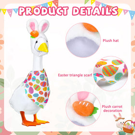 BOARDFEB Porch geese Easter decor outfit on garden statue for cohesive spring style.