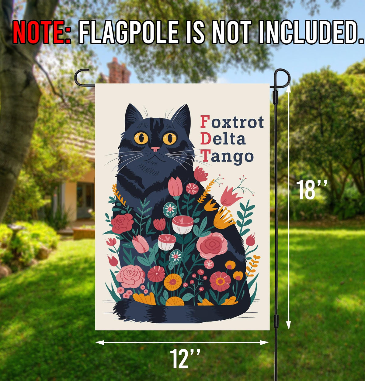 Bob22store Foxtrot Delta Tango flag showing double-sided pattern for versatile viewing