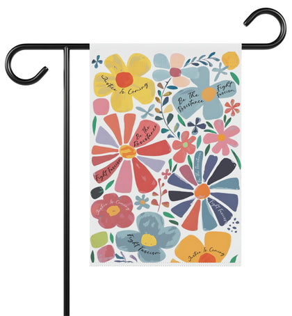 Bob22store Subtle Resistance boho flower garden flag in sunlit yard enhances curb appeal and welcome