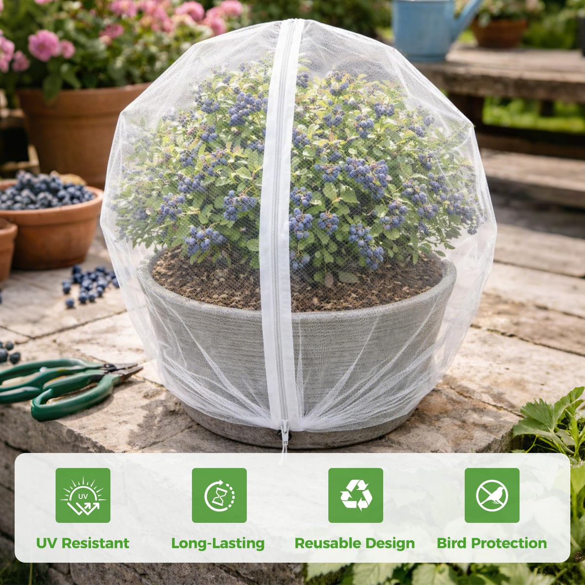 BobbleT zipper in action for quick access during watering and harvest