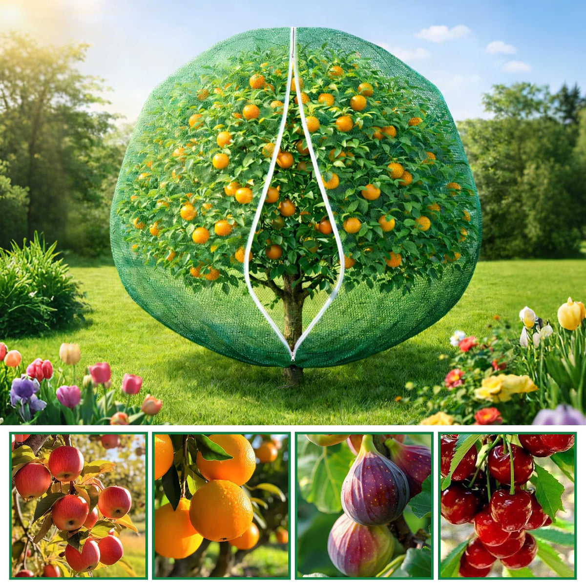 BobbleT breathable HDPE shade net keeps air moving around fruit trees