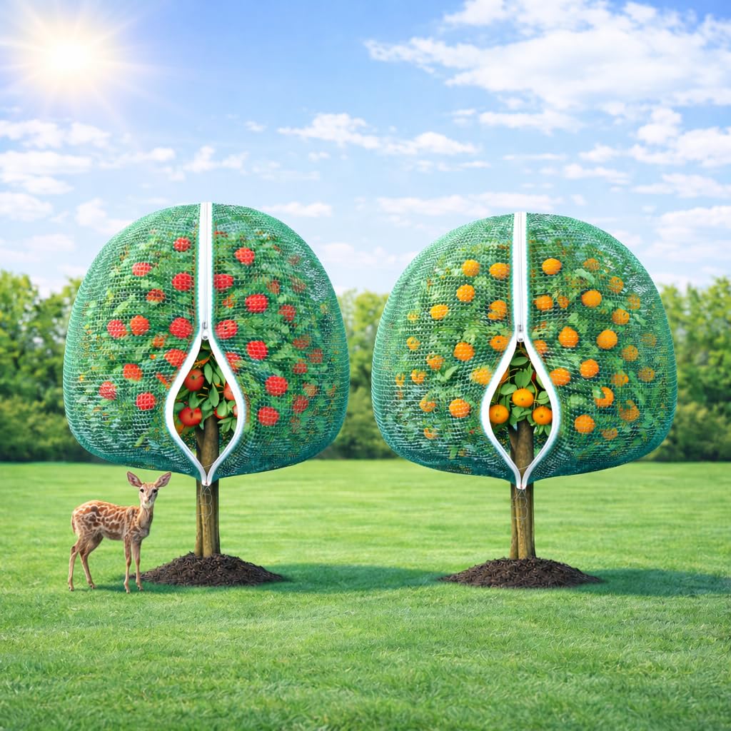 BobbleT fruit-tree shade netting with zipper and drawstring for easy access and sun protection