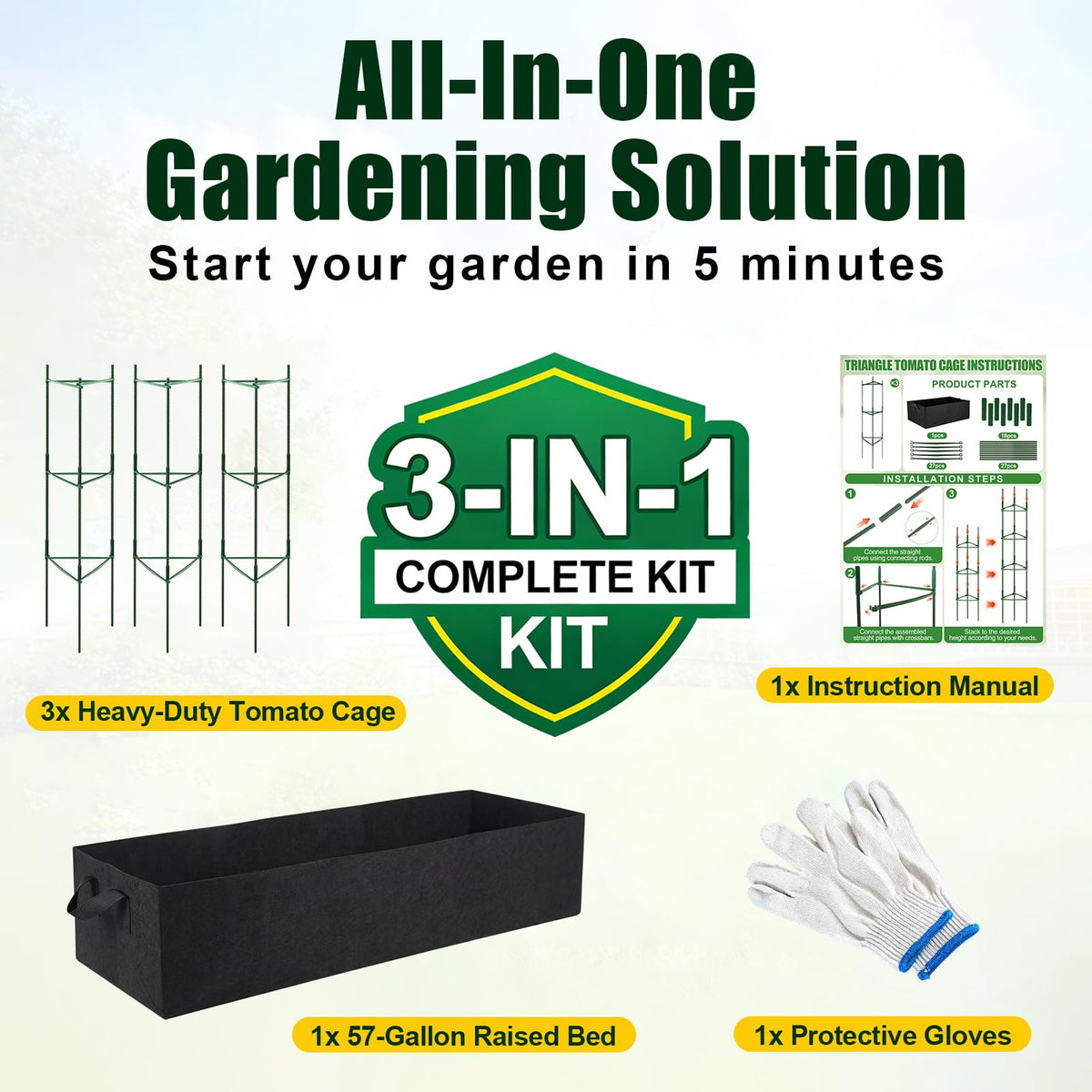 BobbleT protective gloves included for comfortable gardening