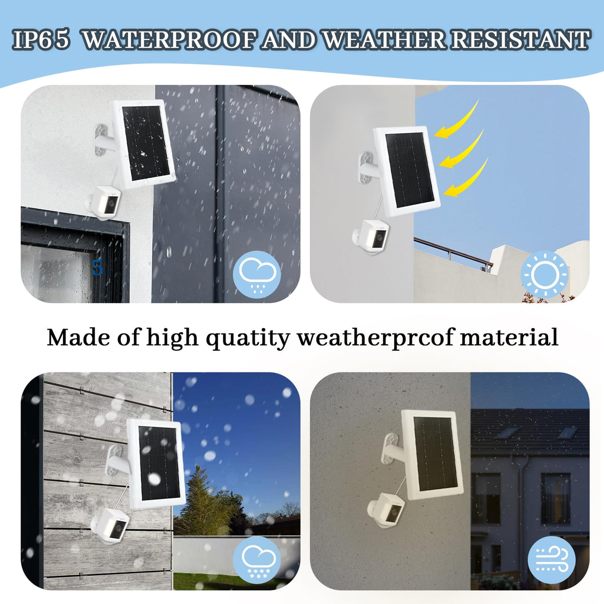 BOBUY solar panel rotates 180 degrees for optimal sun exposure on outdoor cameras.