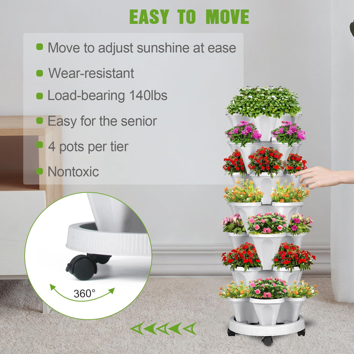 Bociks drainage holes system promotes airflow and moisture control for healthy roots.