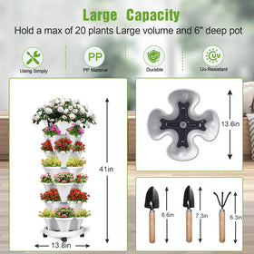 Bociks stackable planter with wheels enables easy mobility around patios.