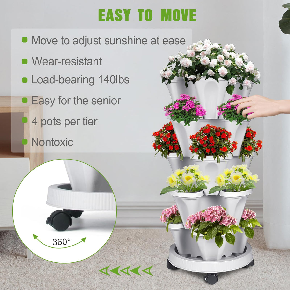 Bociks planter made of food-safe polypropylene for durability