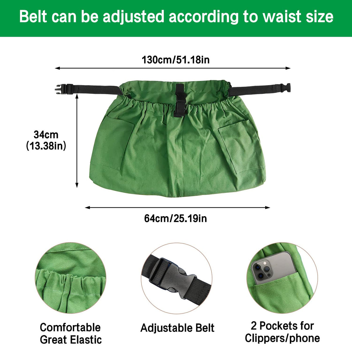 Boczif pocket for eggs and harvests keeps hands free.