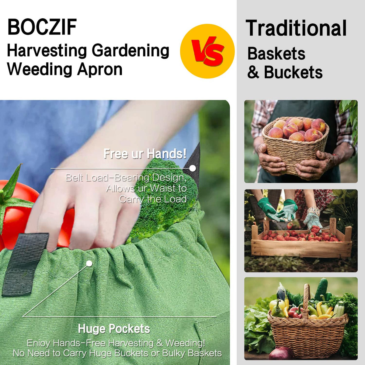 Boczif garden tool pockets organize clippers and yields.