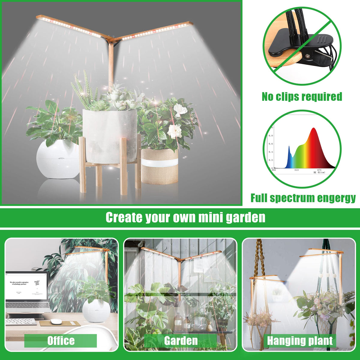 bodkar 6000k LEDs full spectrum light for herbs and succulents