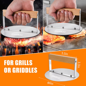 bodkar burger press multiuse tool for burgers, bacon, and sandwiches