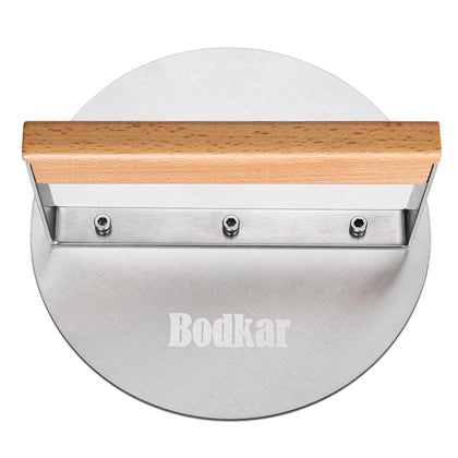 bodkar burger press stainless steel with 6-inch surface for even patties