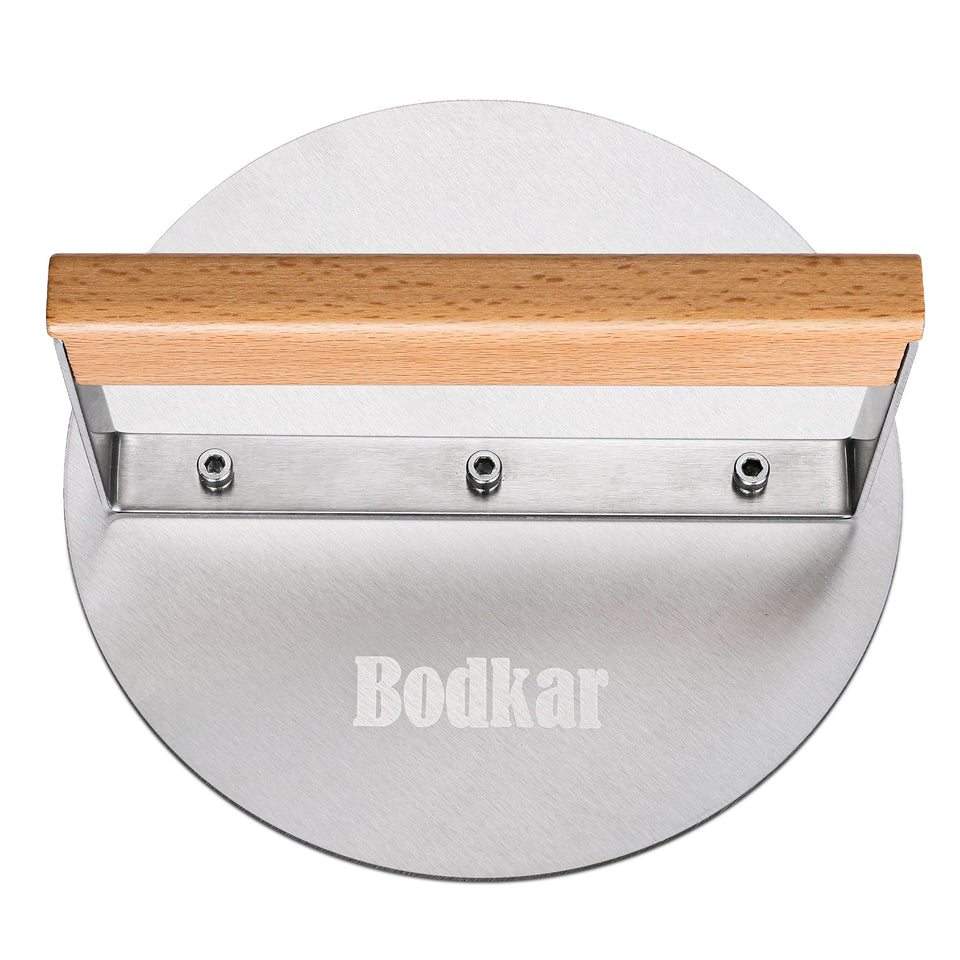 bodkar burger press stainless steel with 6-inch surface for even patties