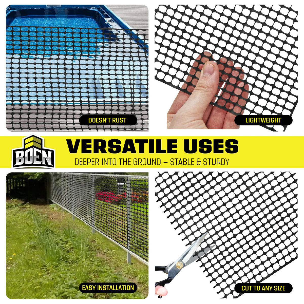 Boen zip-tie installation demonstrates fast, tool-free temporary fencing setup