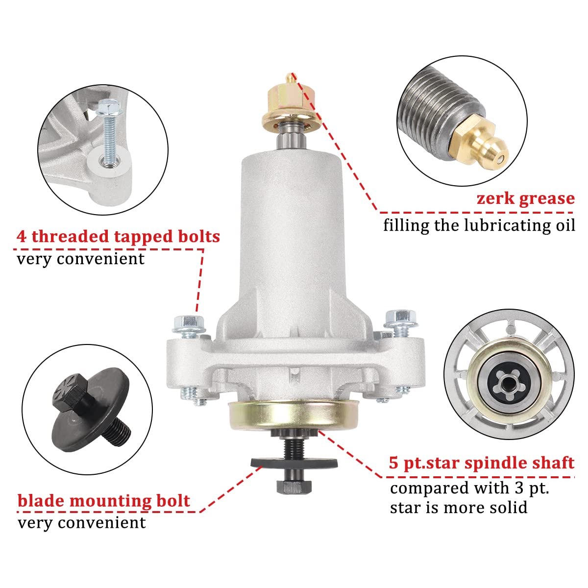 Boeray washers and tapped bolts for durable pulley alignment.