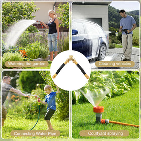 Boersite brass hose splitter compatible with 3/4 inch hoses for easy setup.