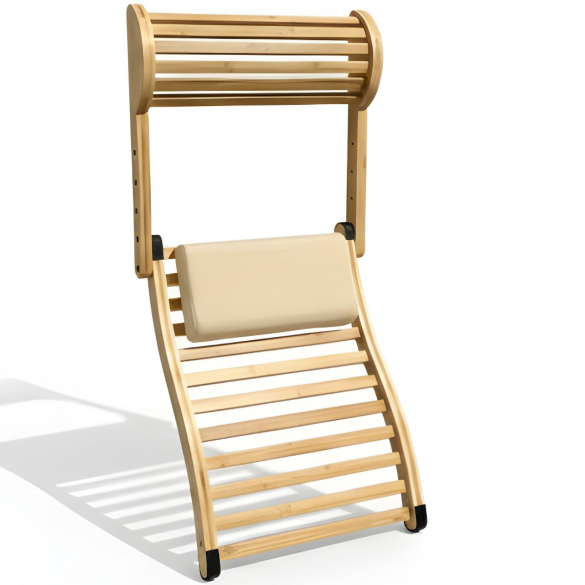 BOHÄY sauna backrest with ergonomic S-shape for lumbar support during sessions