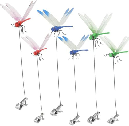 BOHESI dragonfly clip 3D garden stake outdoors for pest deterrence.