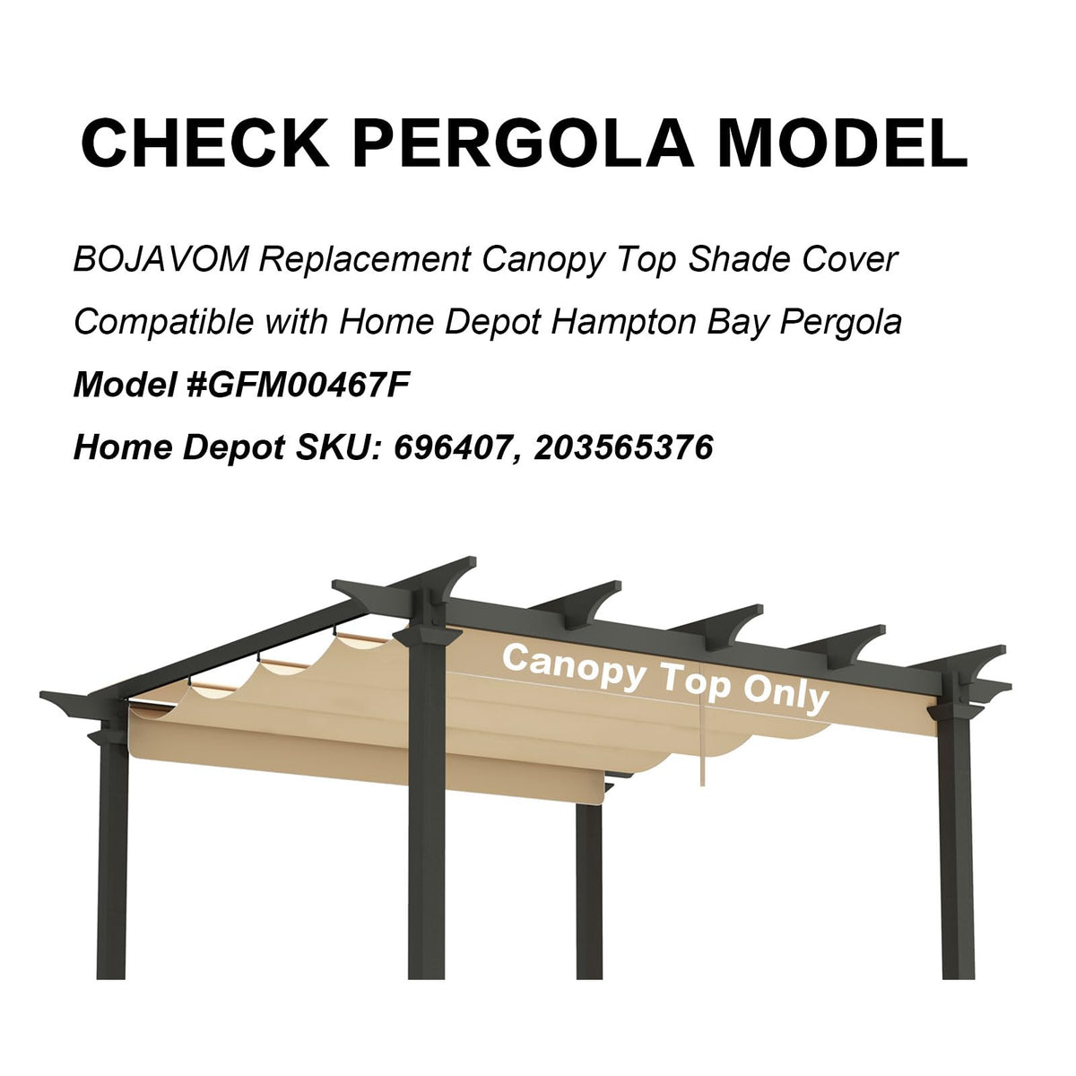 BOJAVOM beige canopy top, side view highlighting fabric coverage
