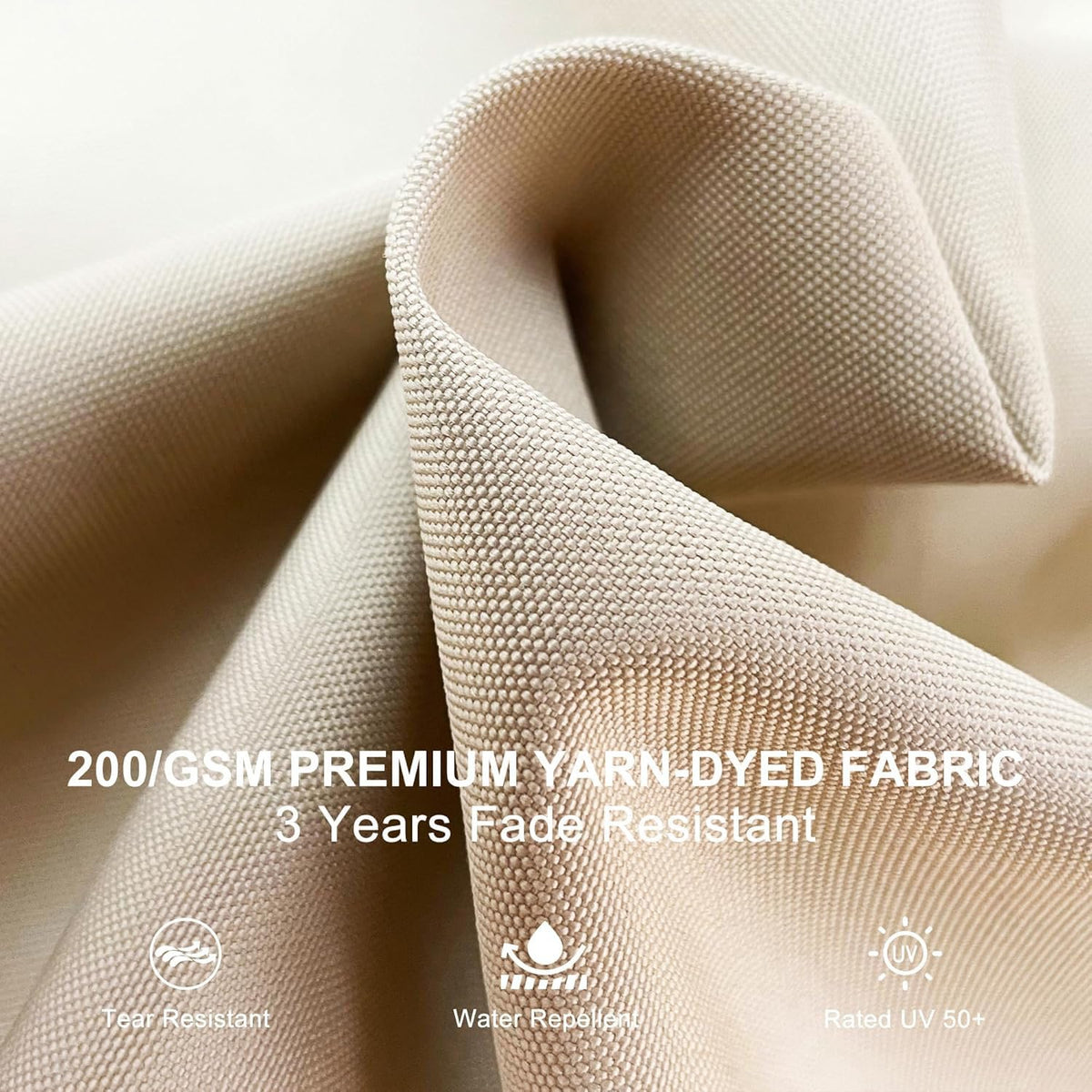 BOJAVOM beige canopy, close-up weave shows fade-resistant fabric