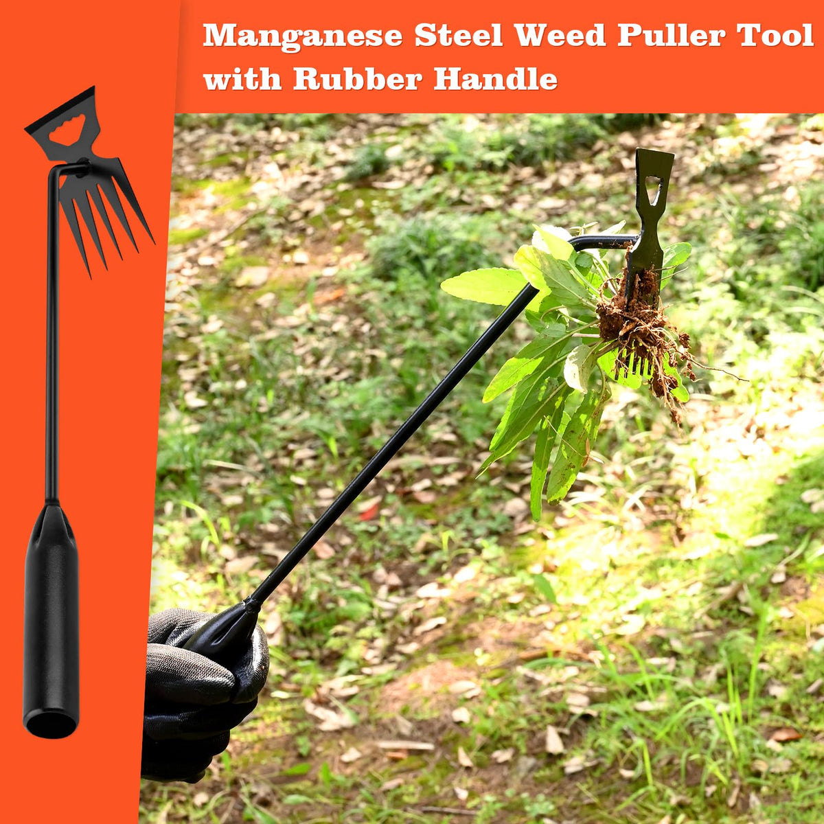 BokingOne ergonomic grip weed puller ready for use in garden.