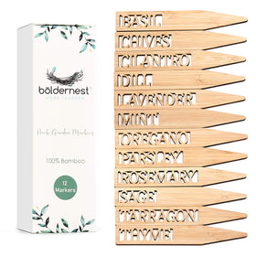 Boldernest bamboo herb markers set for clear outdoor herb labeling