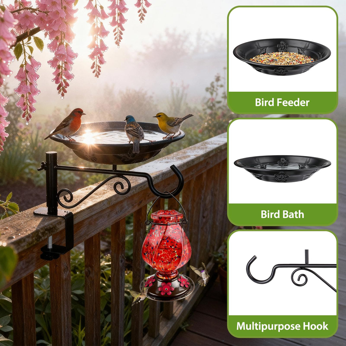 BOLITE deck-mount with adjustable clamps fits varied deck thicknesses
