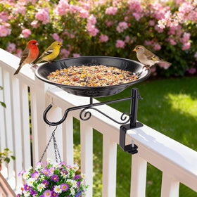BOLITE hanging bird bath with iron coating provides durable outdoor watering
