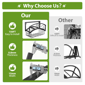 BOLITE hose holder shows 150ft capacity for large yards