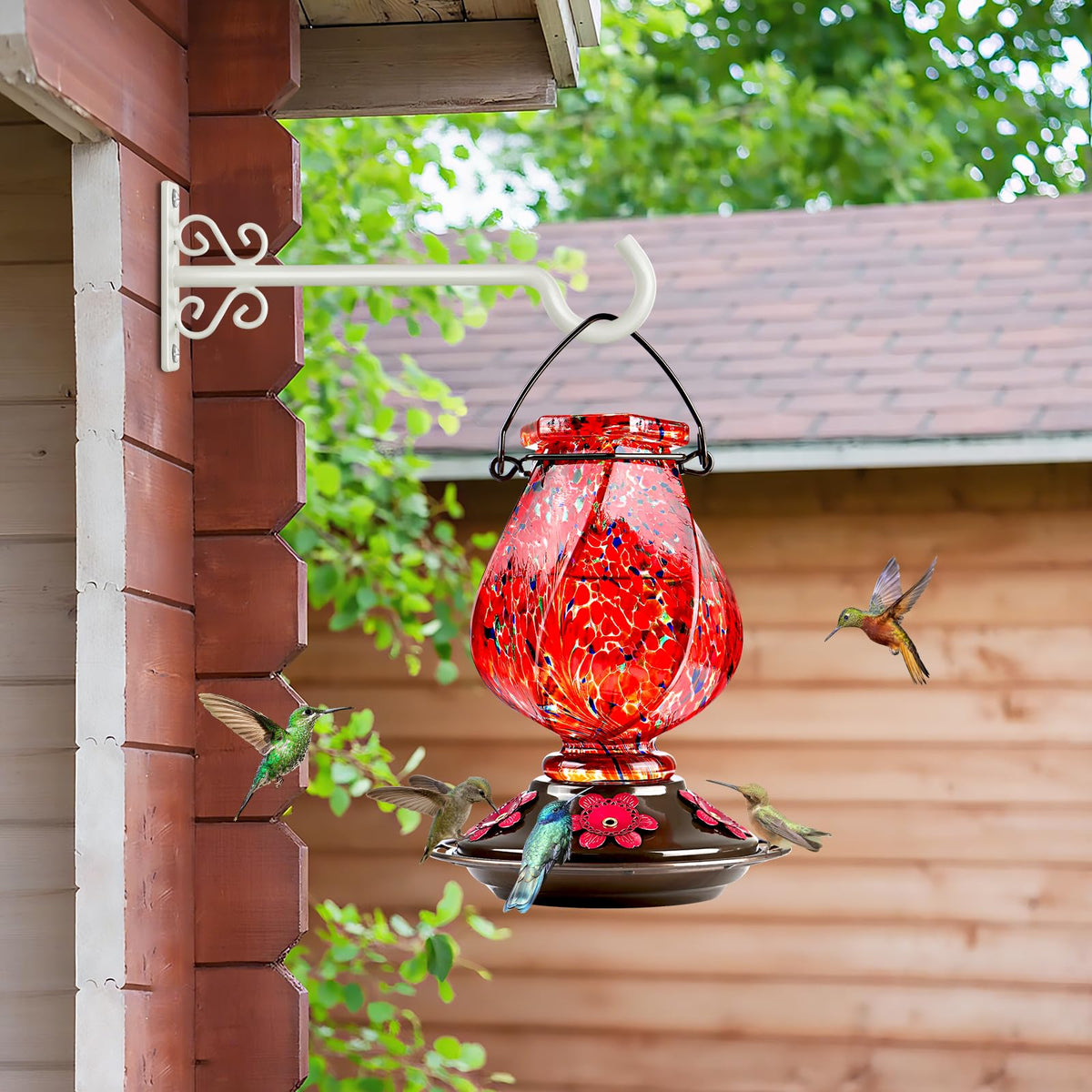 BOLITE hummingbird feeder hook provides stable, easy access for feeding