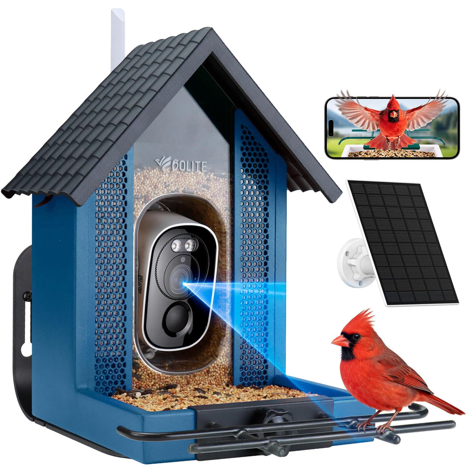 Bolite Smart Bird Feeder 2.5K front view for clear, up-close bird watching