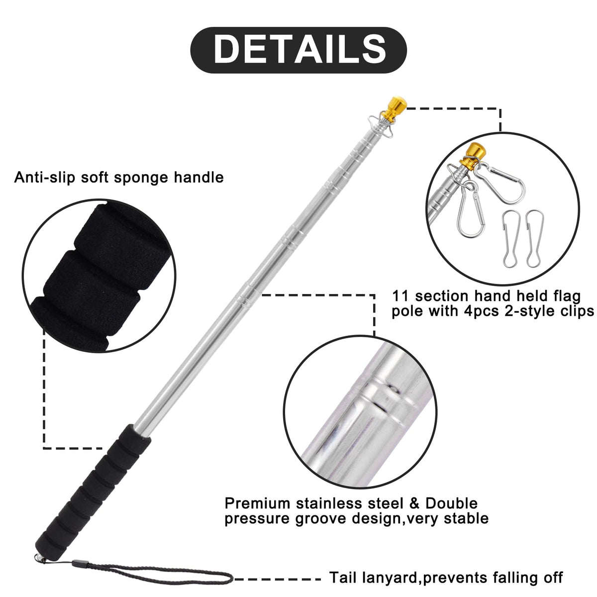 Boliyoooki flag pole clip types suit different flags or banners.