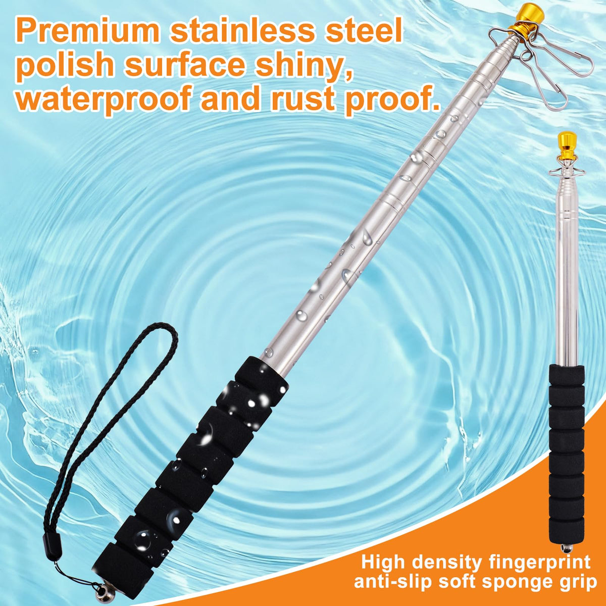 Boliyoooki flag pole includes a lanyard to keep it secure during use.