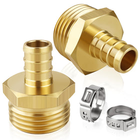 Boltigen brass garden hose adapter with 1/2-inch barb for sturdy, leak-free connections.