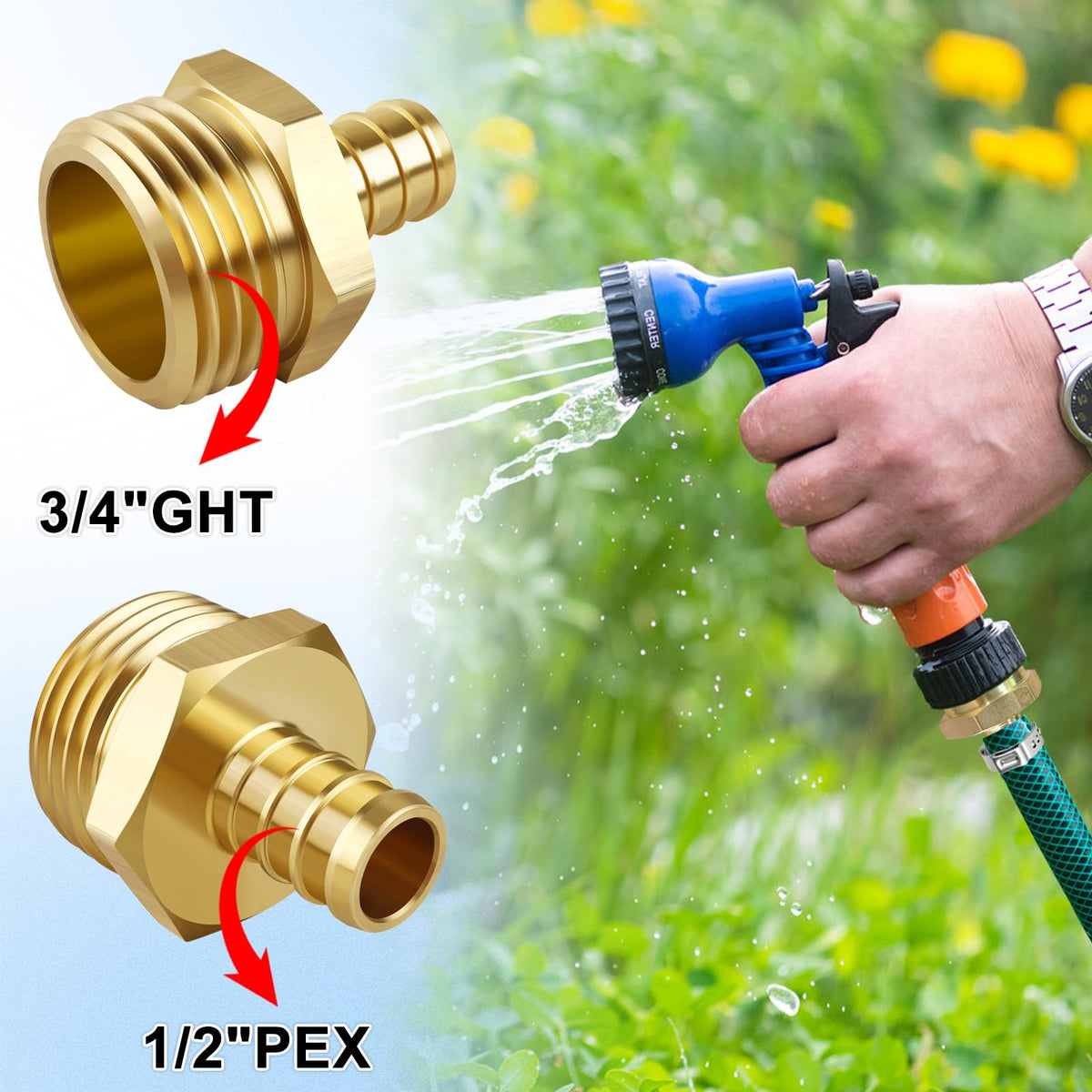 Boltigen PEX-to-GHT connector enables easy irrigation and refurbishment projects.