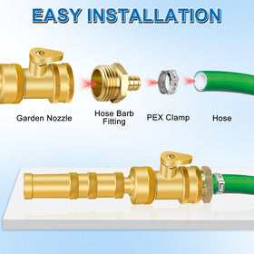 Boltigen heavy-duty hex adapter highlights robust brass construction for long-term use.