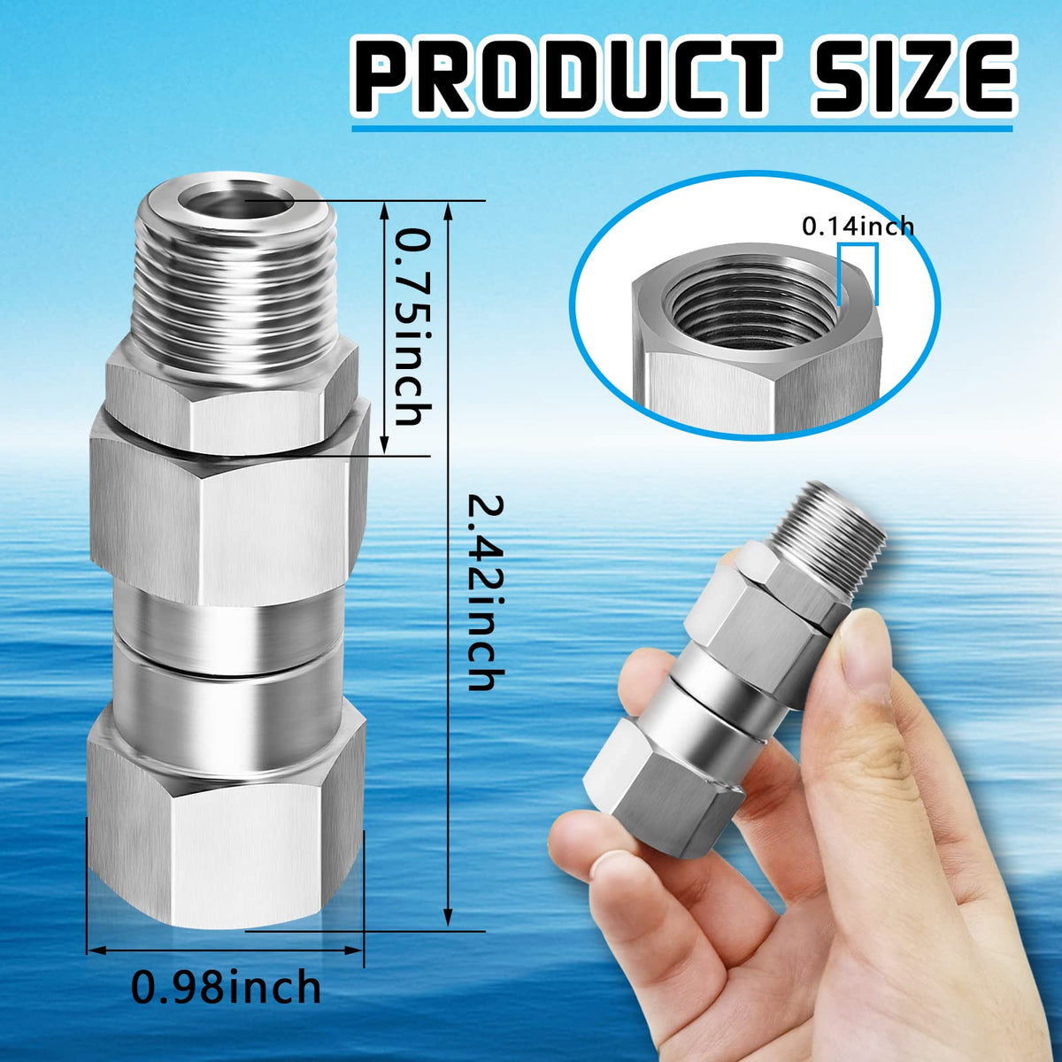 Boltigen high-pressure swivel supports up to 5000 PSI with a rugged stainless build.