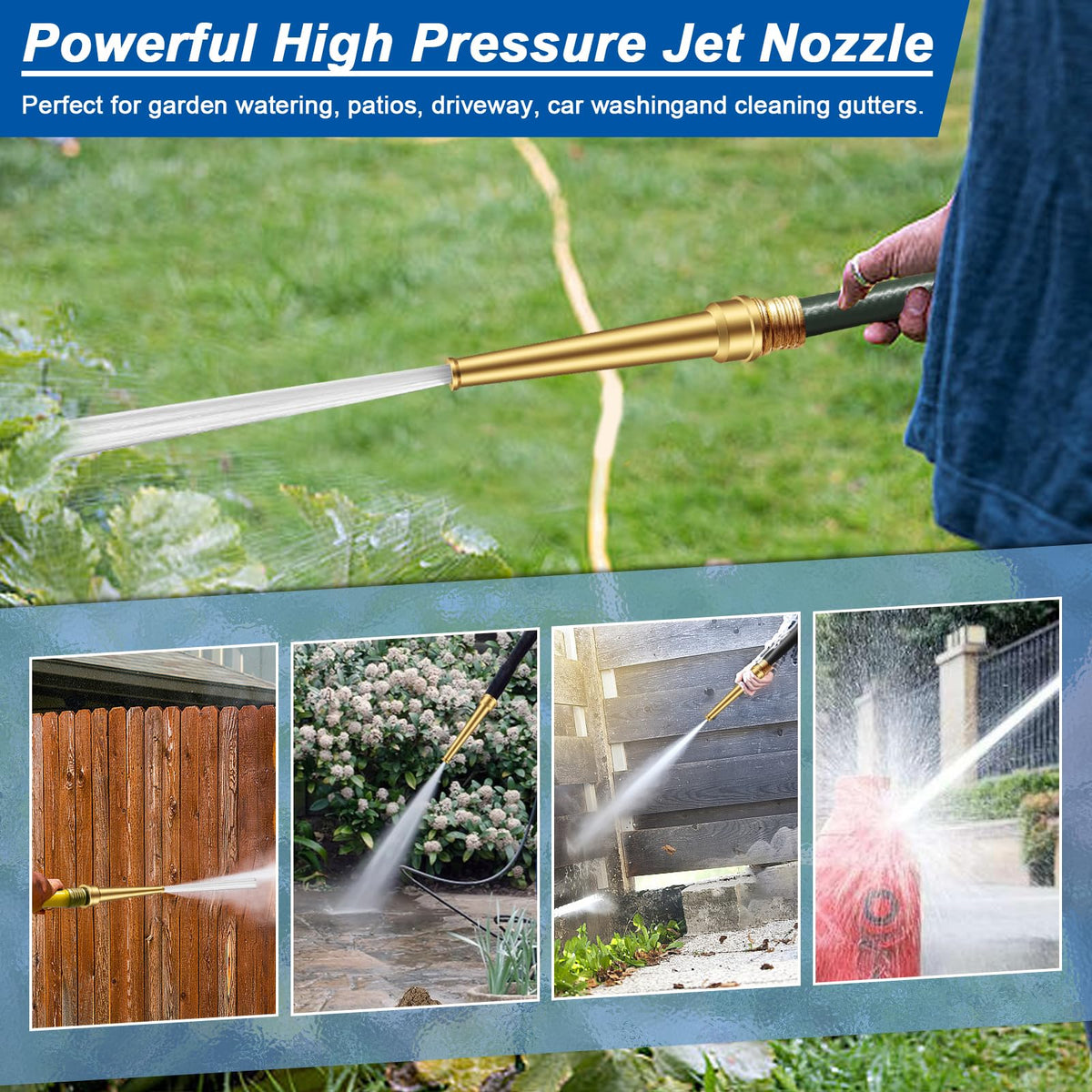 Boltigen multi-purpose nozzle supports watering plants and flushing walls with ease.
