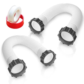 Boltigen pool hose closeup shows 1.5in diameter and threaded ends for easy install